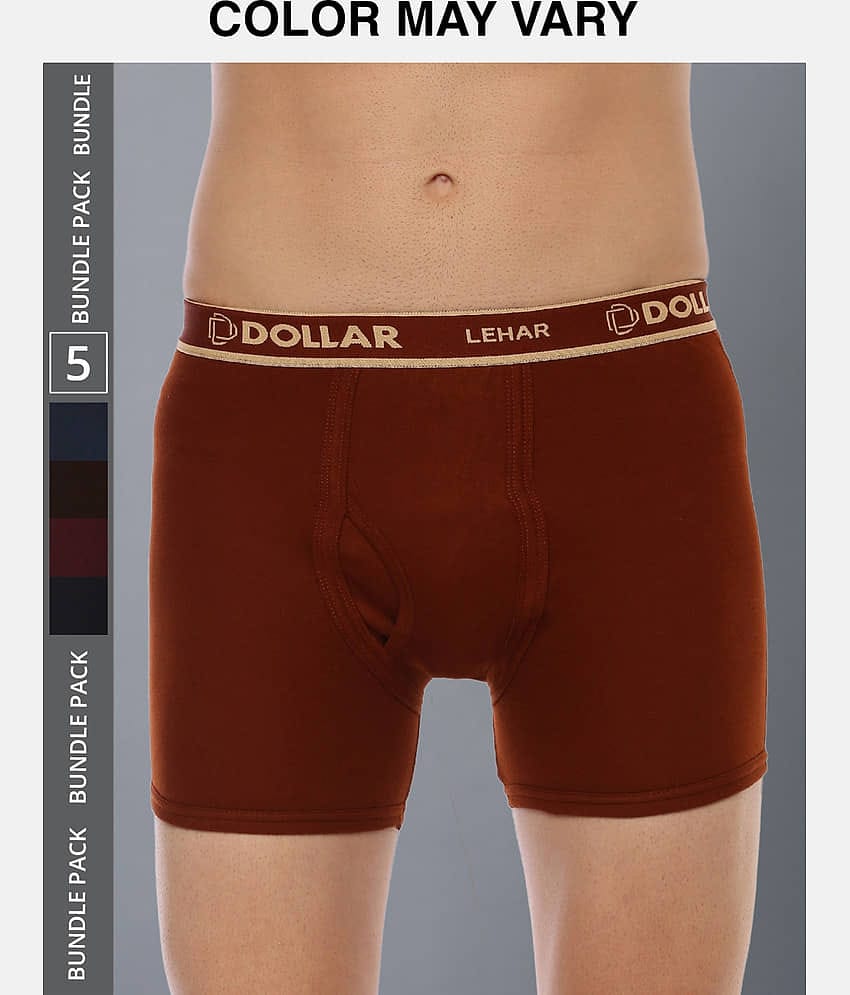 Dollar Lehar Mens Combed Cotton Trunk - Pack of 5 - (Colour May Vary)