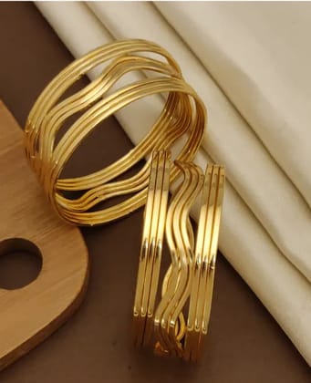 Exquisite Gold-Plated Traditional Bangles with waves pattern