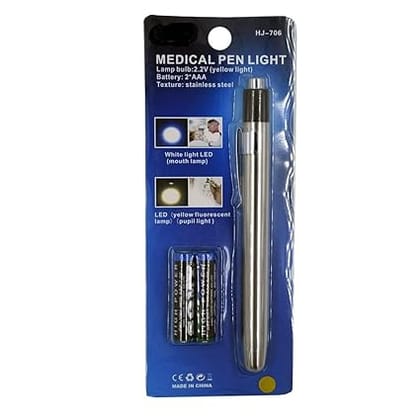 AABHA Stainless Steel Mini Medical Pocket Pen Torch Warm Yellow Light