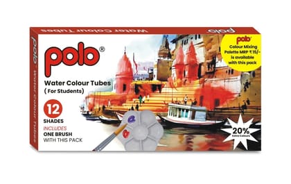 Polo Student Watercolor Paint Set - 12 Vibrant Color Tubes | Watercolour for Beginners, Students & Artists | Perfect for School, Hobby & Art Projects