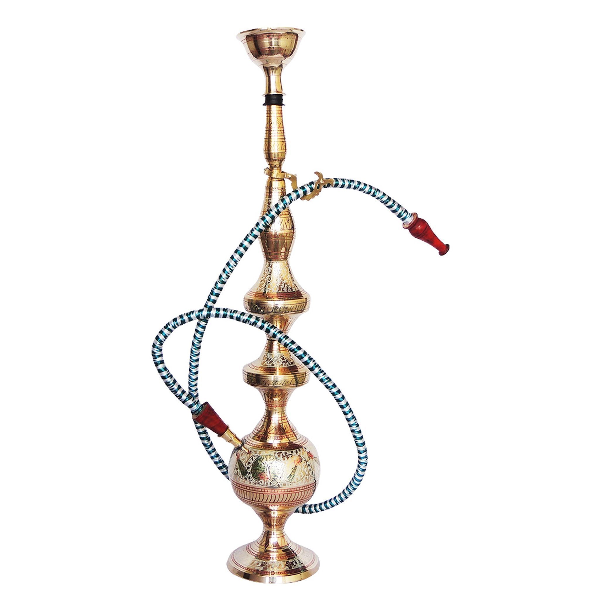 Brass Polish Hookah | Premium Decorative Smoking Item, Height : 25.5 Inch (FMAS654 F)