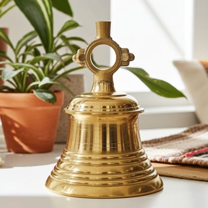 Brass Temple Hanging Ghanta, Hanging Bell, Ghanta 31 KG - Heavy Brass Temple Bell for Mandir Décor (ZMAS493 T)