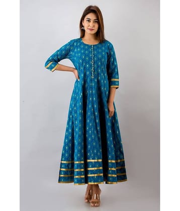 NeshamaKurti - Blue Cotton Women's Anarkali Kurti ( Pack of 1 )