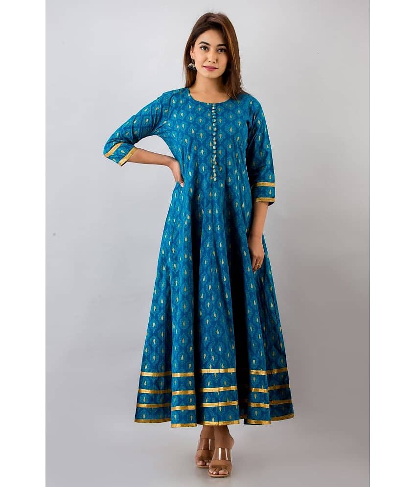 NeshamaKurti - Blue Cotton Women's Anarkali Kurti ( Pack of 1 )