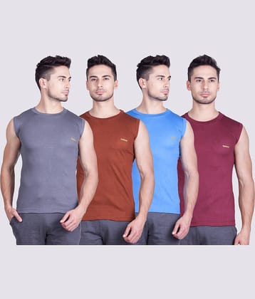 Pack of 4 Lux Cozi - Multi Cotton Blend Men's Vest