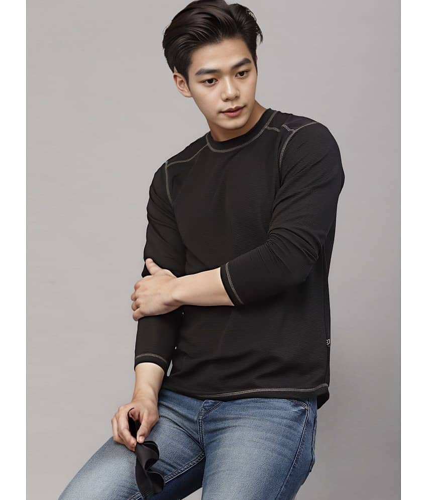 Rigo Pack of 1 Polyester Slim Fit Men's T-Shirt ( Black )