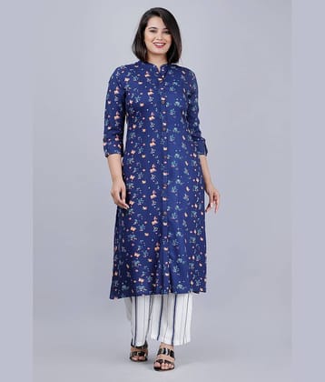 MAUKA - Blue A-line Rayon Women's Stitched Salwar Suit ( Pack of 1 )