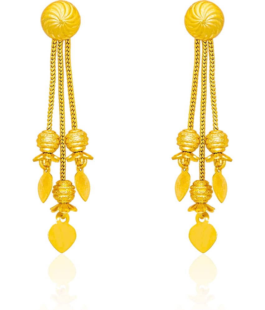 LUV FASHION Golden Stud Earrings ( Pack of 1 )