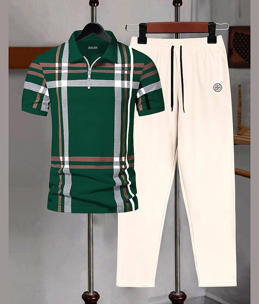 AUSK Mint Green Cotton Blend Relaxed Fit Men's Tracksuit ( Pack of 1 )