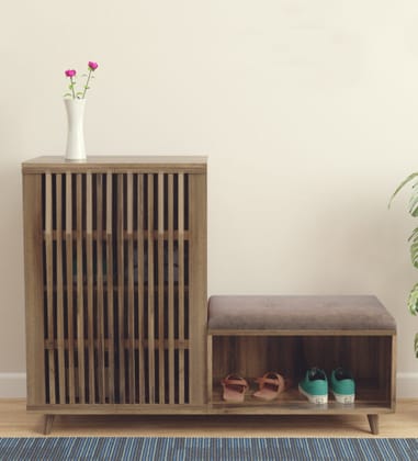 Eros Furniture Woton Engineered Wood Shoe Cabinet with Sleek Door Panels and Layered Storage