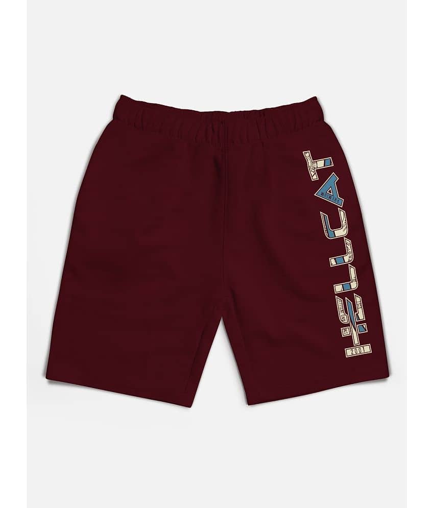 HELLCAT Pack of 1 Cotton Blend Shorts For Boys ( Burgundy )