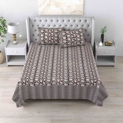 Traditional Jaipuri Pure Cotton Double Bedsheet with Sanganeri Print Traditional Jaipuri Pure Cotton Double Bedsheet with Sanganeri Print
