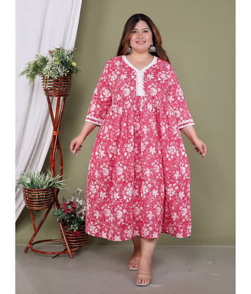 Avnii Women Cotton Printed Gown ( Pink )