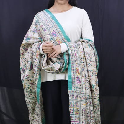Tribal Design Multi Color Tussar Silk Dupatta