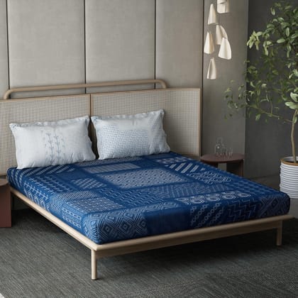 DDECOR - Indigo Moods Collection 100% Cotton Ethnic Pattern 136TC Super King |274 CM X 274 CM| Blue