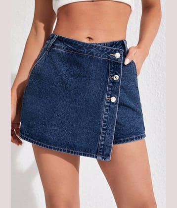 Shine n Show Women Denim Regular Shorts ( Navy Blue )