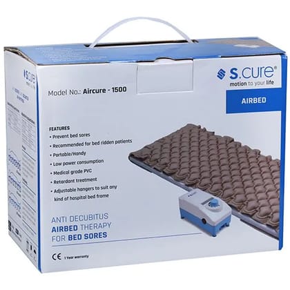 S Cure Anti Bedsore Air Bed Mattress for Elderly & Patients | Medical Bubble Type Mattress with Pump | Pressure Relief | 2-Year Warranty | Hospital/Home Use