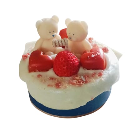 Sweet Delight Mix Fruit Cake Candle - Mango Pineapple Scented, Decorative Gift with Teddy Bears, Red Hearts, and Strawberry Design, Ideal for Aromatherapy and Home Decor, Perfect for Gifting Sweet Delight Mix Fruit Cake Candle - Mango Pineapple Scented, Decorative Gift with Teddy Bears, Red Hearts, and Strawberry Design, Ideal for Aromatherapy and Home Decor, Perfect for Gifting