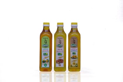 Satvi Cold Pressed Cooking Oil Combo (3 x 1 Litre) | Pure & Unrefined | Everyday Cooking