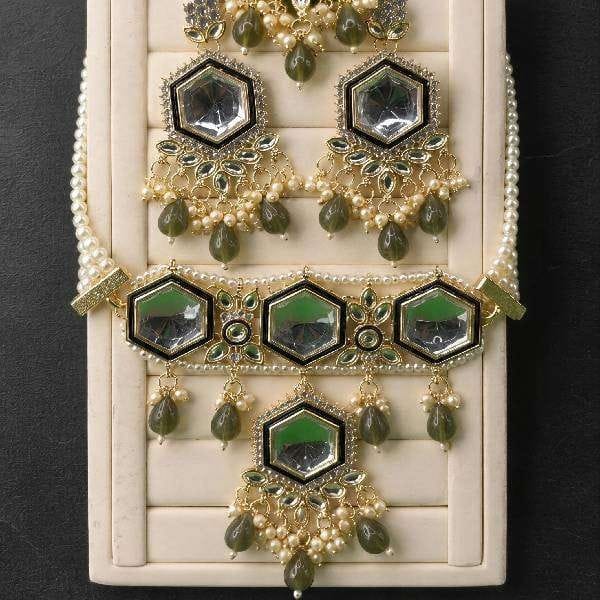 Emerald Luxe Kundan Necklace Set Signature Bridal Collection