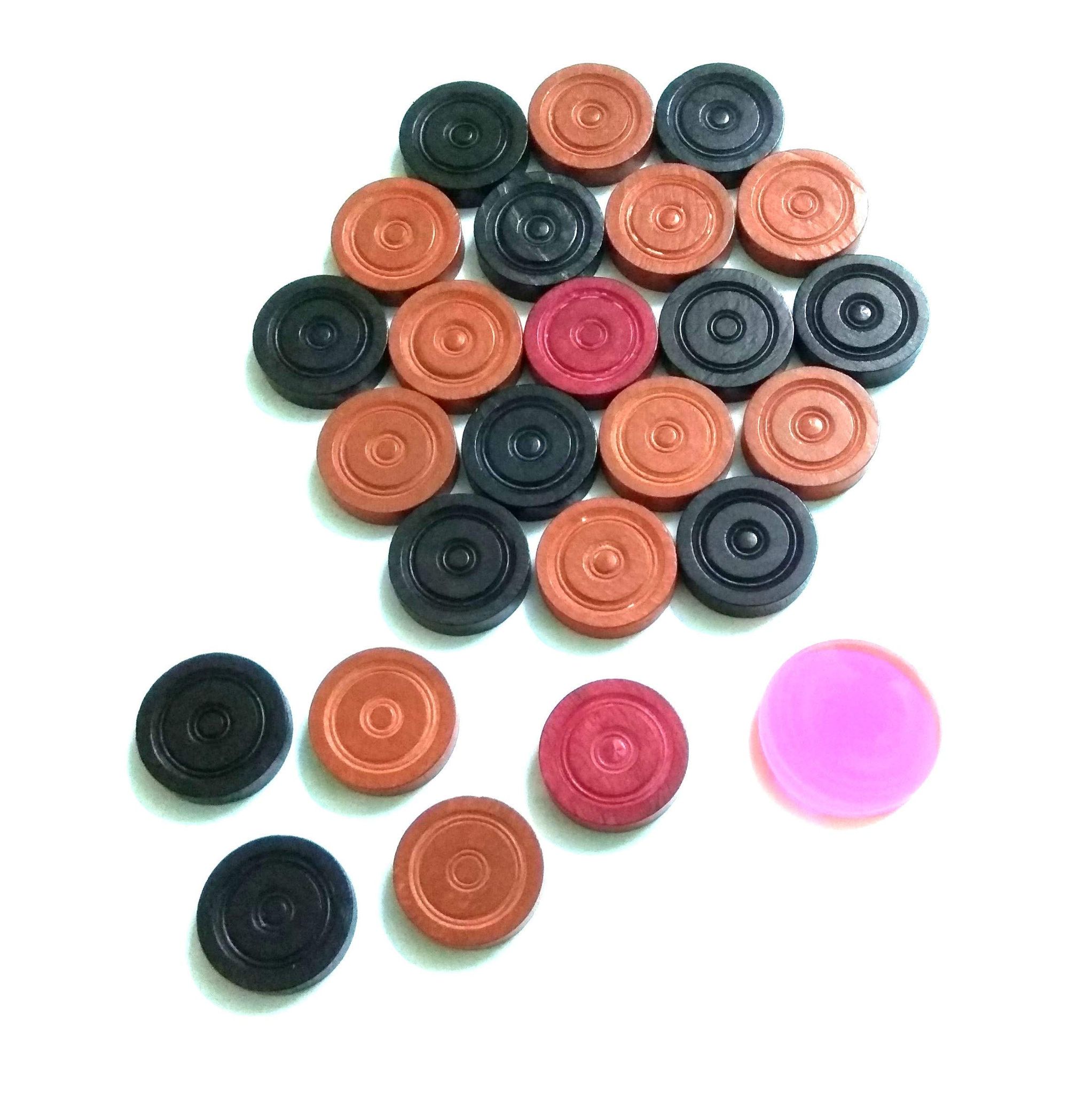 Nawani High Quality Wood Carrom Coin 22 Coins and 2 Rani Coin with 1 Striker Board Game.