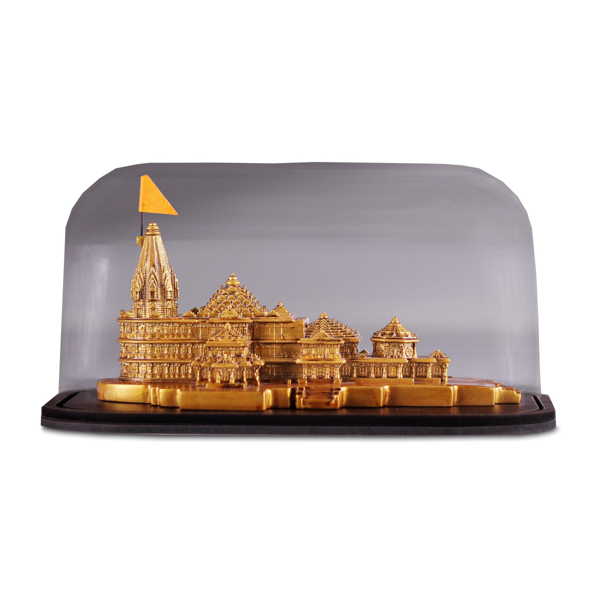 Artarium Ram Mandir Acrylic Covered with Wooden Base Authentic Design Ideal for Home Temple Home Decor Gift Item