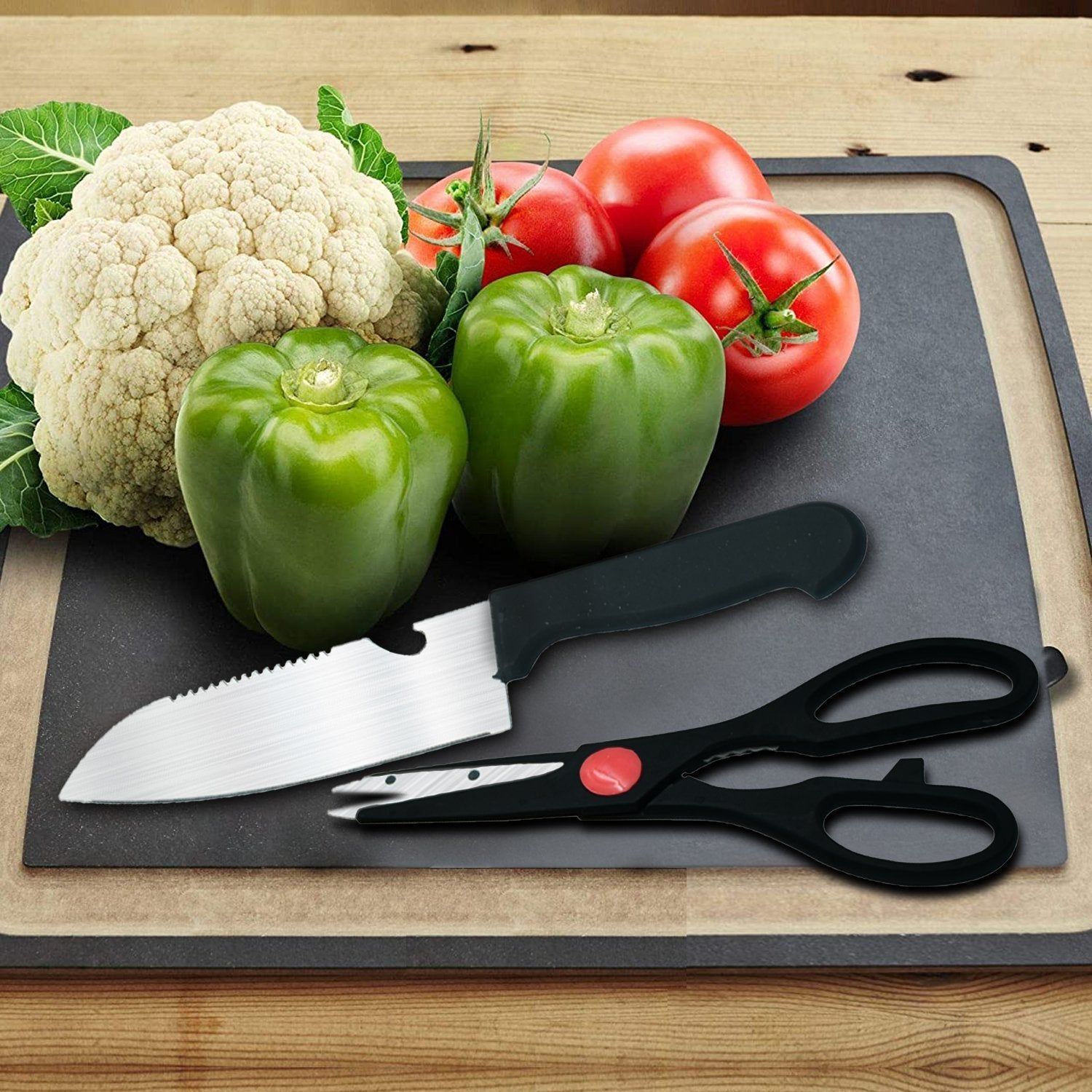 Stainless Kitchen Tool Set (Butcher Knife, Standard Knife, Peeler and Kitchen Scissor) - 4 Pcs