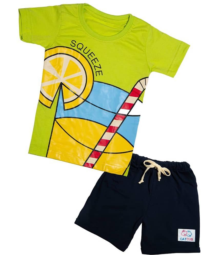 CATCUB Unisex for Baby Cotton Tops & Bottoms Sets ( Green )