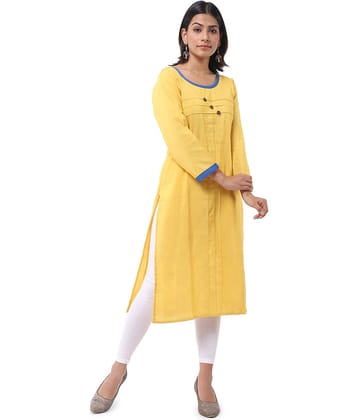 DESHBANDHU DBK - Yellow Cotton Women's Straight Kurti