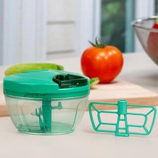 450 ML String Chopper for Kitchen  Manual Chopper for Vegetable, Onion, Garlic Cutter  3 Blades  1 Plastic Whisker