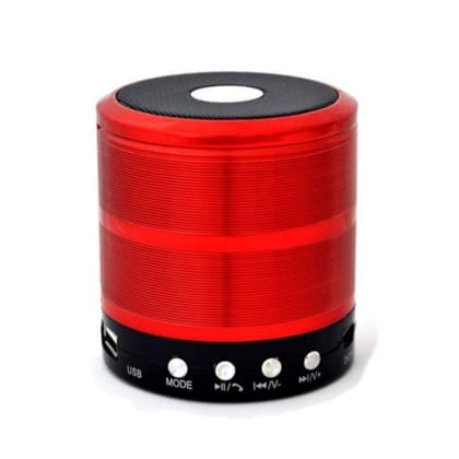 Multi-Function Portable Bluetooth Speaker with FM Radio, AUX, USB, TF Card Slot, and High Bass Sound - Compact and Travel-Friendly Color - Red