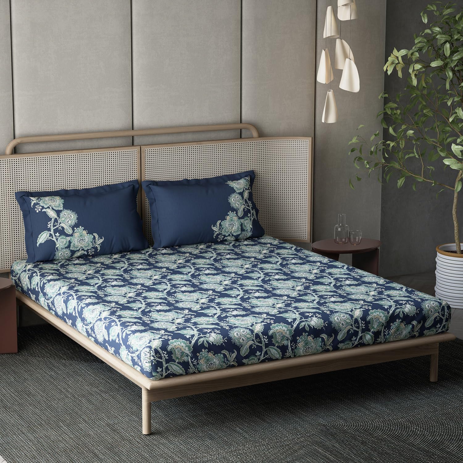 DDECOR - Memento Collection 100% Cotton Global Ethnic Pattern 145TC King Bedsheet |254 CM X 274 CM| Yellow