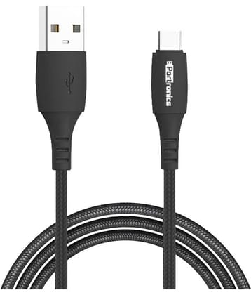 Portronics Konnect A Type -C Cable:1M Type-C Cable with PVC Heads ,Black (POR 1161)