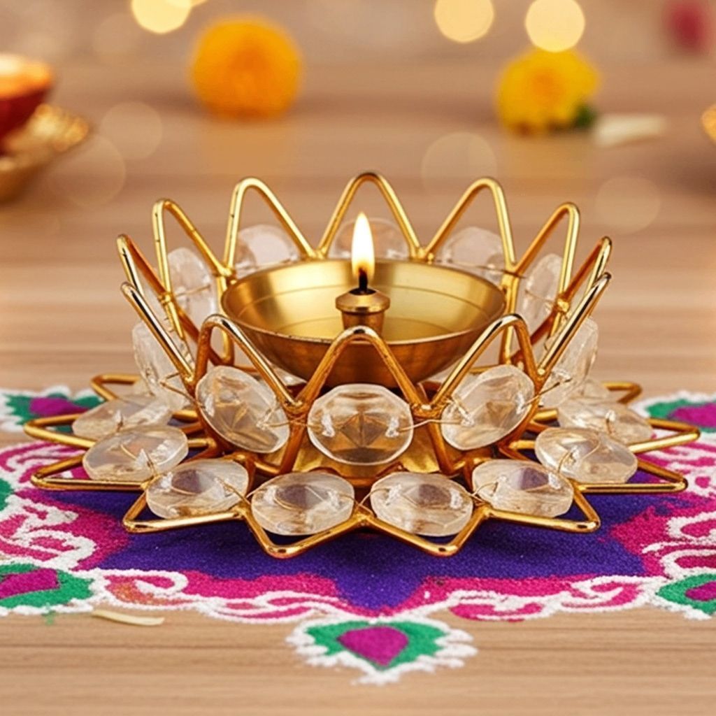 Brass Fancy Bowl Crystal Deepak No. 1 (ZMAS423 A)