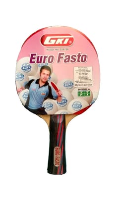 GKI Euro Fasto Table Tennis Racquet: ITTF-Approved, Multicolor Racket for Spin and Control (Packing - 1 Unit) by Total Sporting And Fitness Solutions Pvt Ltd