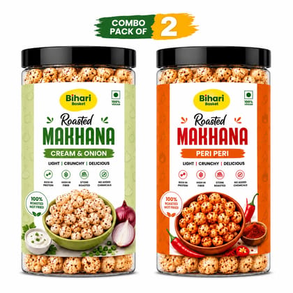 Peri Peri And Cream Onion Makhana Combo 100*2=200g- Bihari Basket