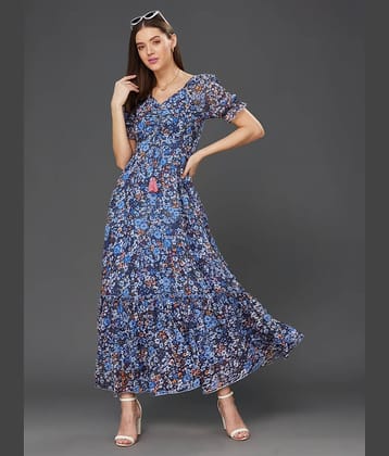 Miss Chase Women Georgette Printed Fit & Flare Dress ( Multi Color )