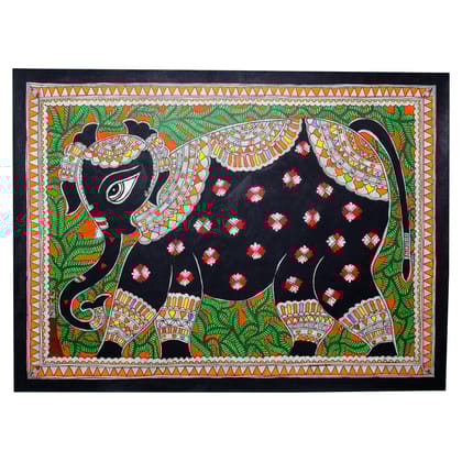 Palak Saxena Madhubani Art Pair of Elephant Wall Painting Without Frame For Living Room Drawing Room Home|Office|Gift