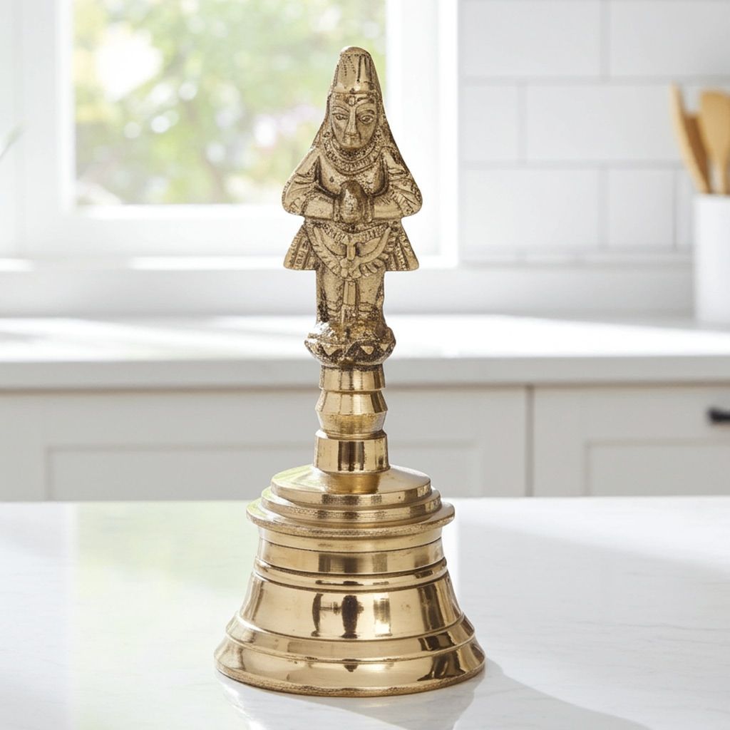 Brass Pooja Hand Bell, Hanuman Ghanti, Height : 5 Inch (FMAS677 E)