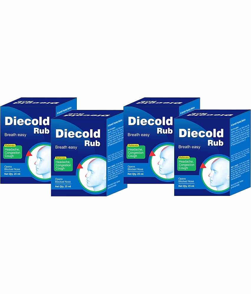 Leeford Diecold Rub - Relief for Headache, Cold & Congestion | Pack of 4 (25ml Each)