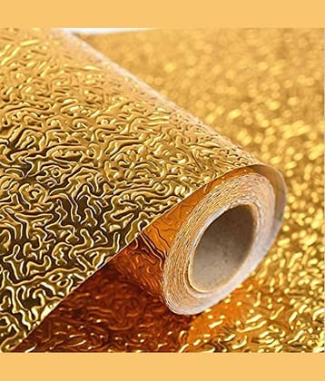Generic Golden Oil Proof Aluminum Foil Self Adhesive Sticker (60cm x 200cm) (Pack of 1)