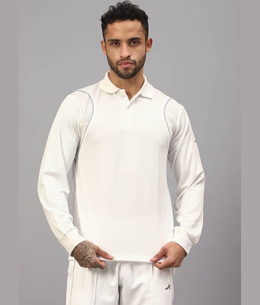 Vector X Striker Regular Fit Full Sleeve Polyester Cricket Jersey - White Cricket Uniform Dress T-Shirt For Men, Adults and Boys  (M) White