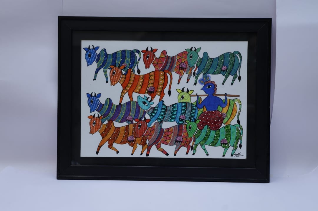 Horse & Krishna ji Painting