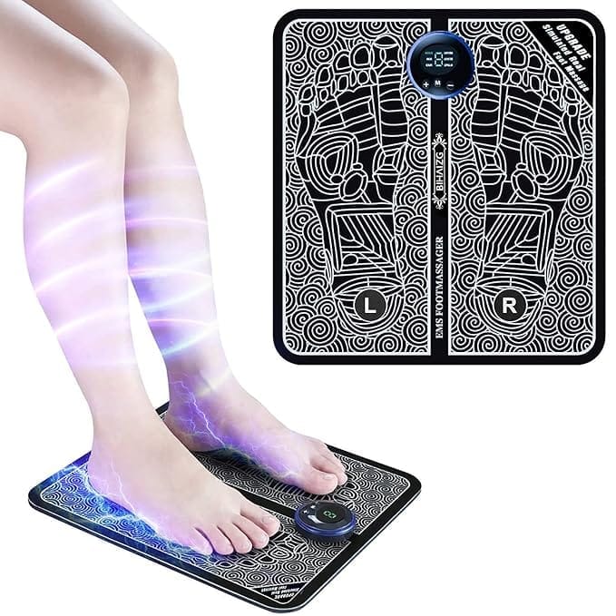 EMS Foot Massager Mat with Digital Display, Electric Foot Muscle Stimulator for Pain Relief, Blood Circulation & Relaxation
