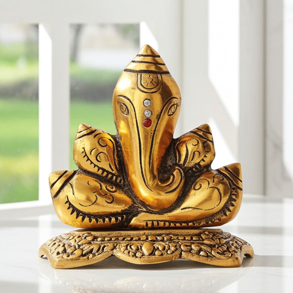 Aluminium Showpiece Shank Ganesh (ASMAS267 G)