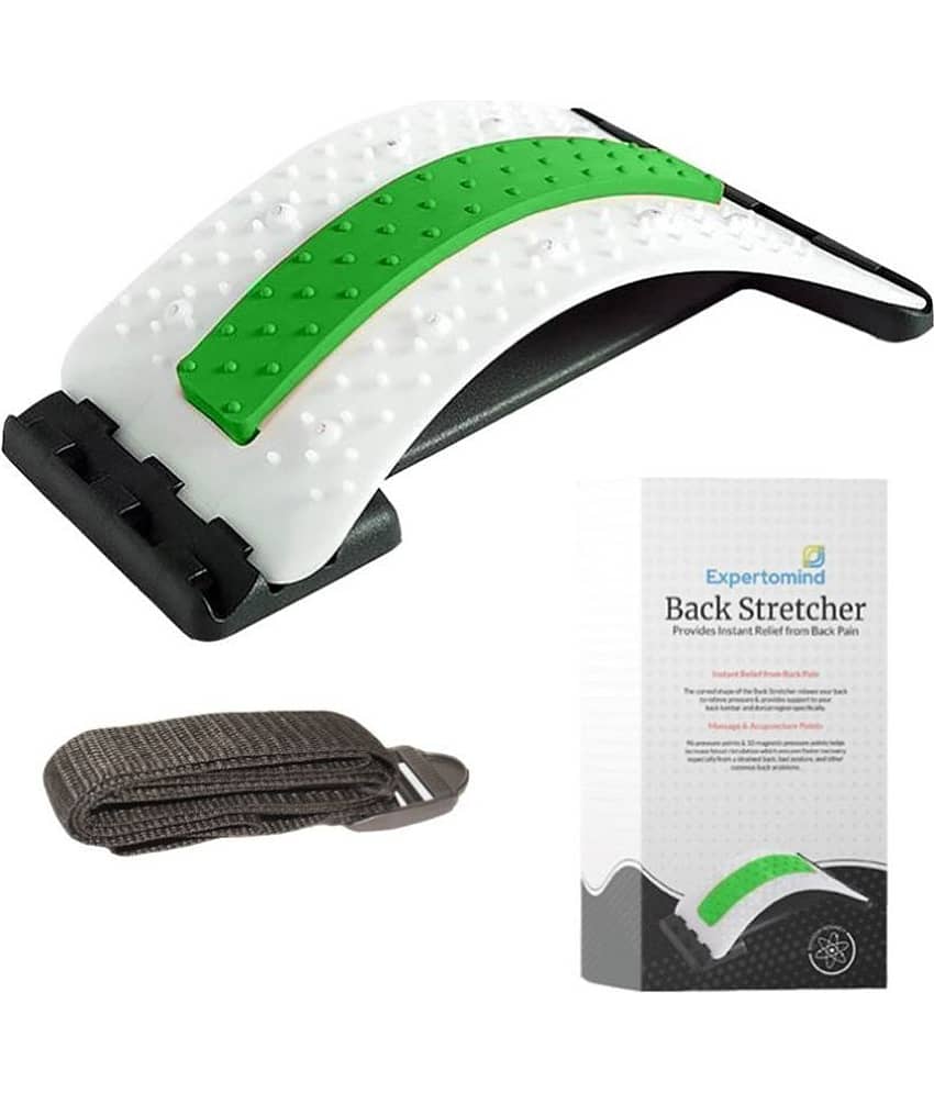 Expertomind Back Stretcher Green | Back Pain Relief & Posture Support | With Chair Strap | Durable ABS Material | 96 Pressure & 10 Magnetic Points
