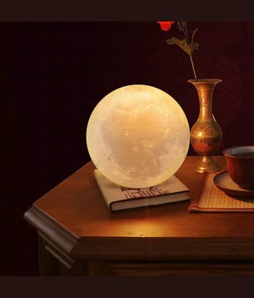 PINDIA Realistic Color Mode Lunar Moon Shaped Lamp/Light Plastic Table Lamp - Pack of 1