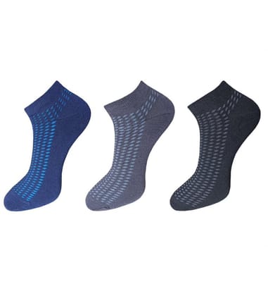 3-Pair Set Unisex Casual Cotton Printed Ankle Length Socks (Multicolor)