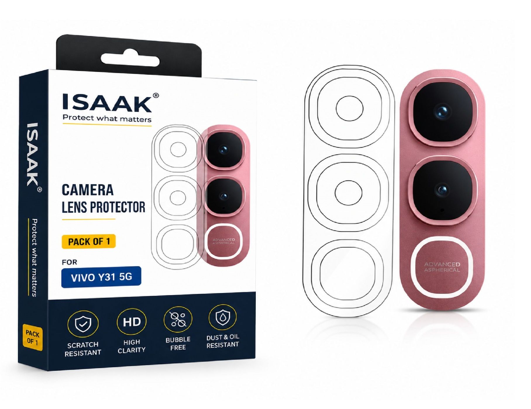 ISAAK Back Camera Lens Protector compatible for Vivo Y31 5G (Pack of 1)