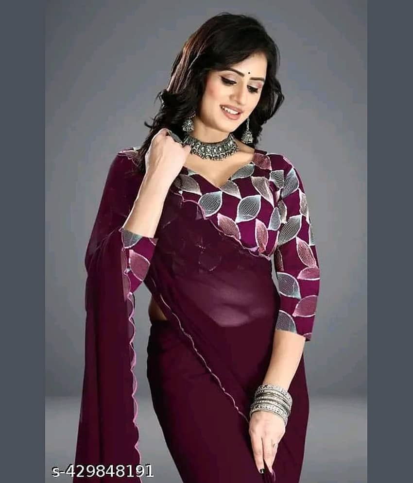 supalee Tex Georgette Solid Regular Saree With Unstitched Blouse Piece ( Multicolor1 )